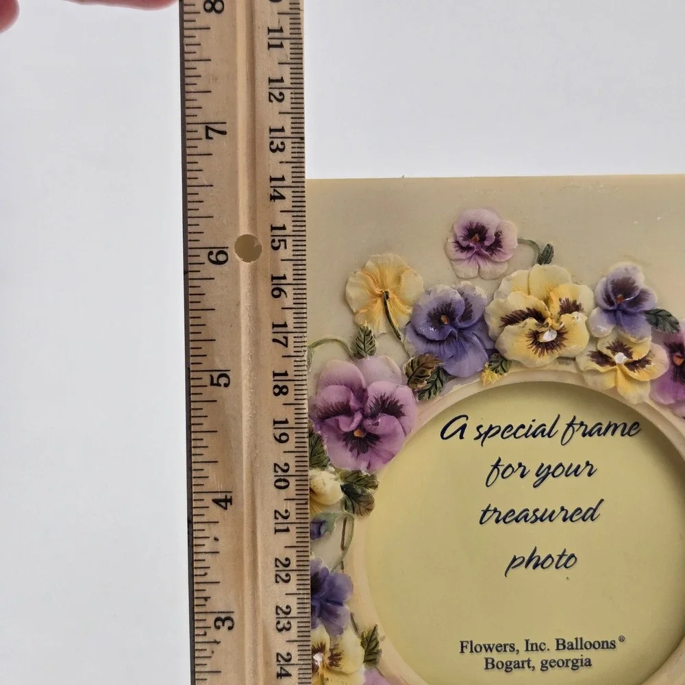 Flowers Inc Balloons Pansy Floral Picture Frame 3D Resin Purple Yellow Butterfly